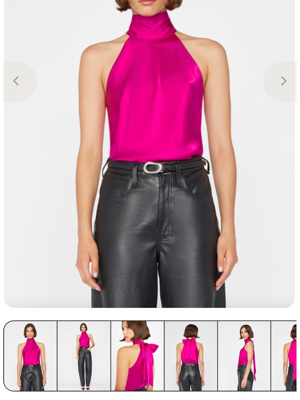 Frame Denim draped neck tie halter top Magenta